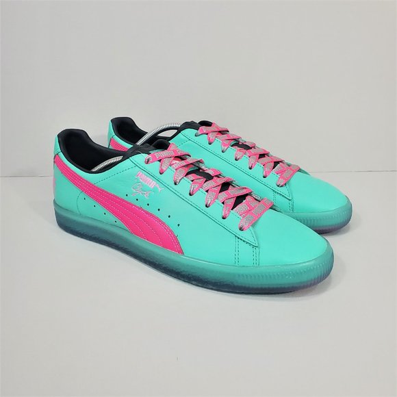 Puma Green and Pink Clyde South Beach Palm Tree Sneakers Men’s Size 11 - Picture 4 of 16